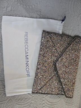 Rebecca Minkoff Multicolor Glitter Envelope Clutch with Silver Trim